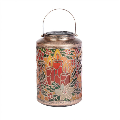24cm LED Outdoor Battery Christmas Lantern with Candle Motif
