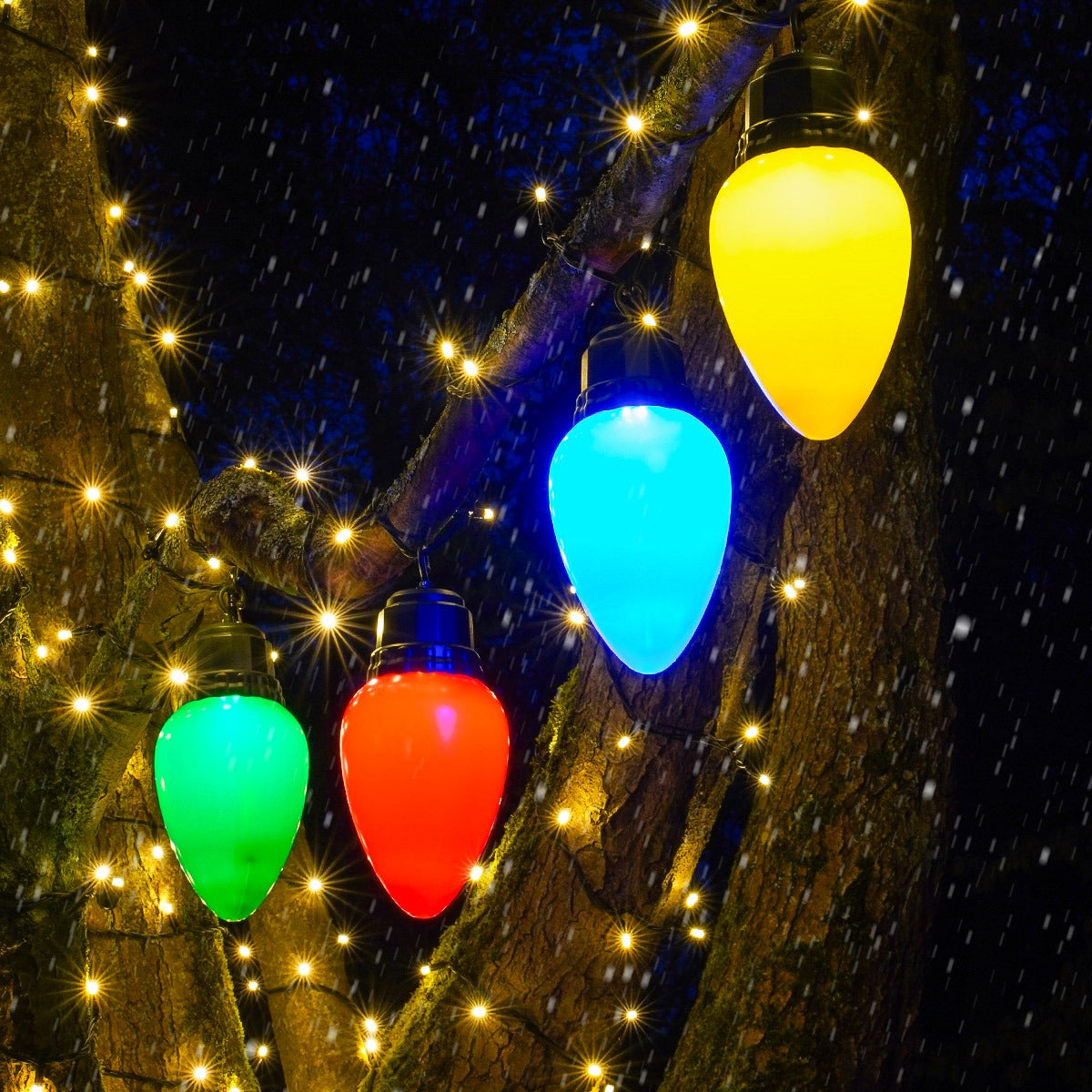 4 Large Cone Battery Outdoor Hanging Christmas Light