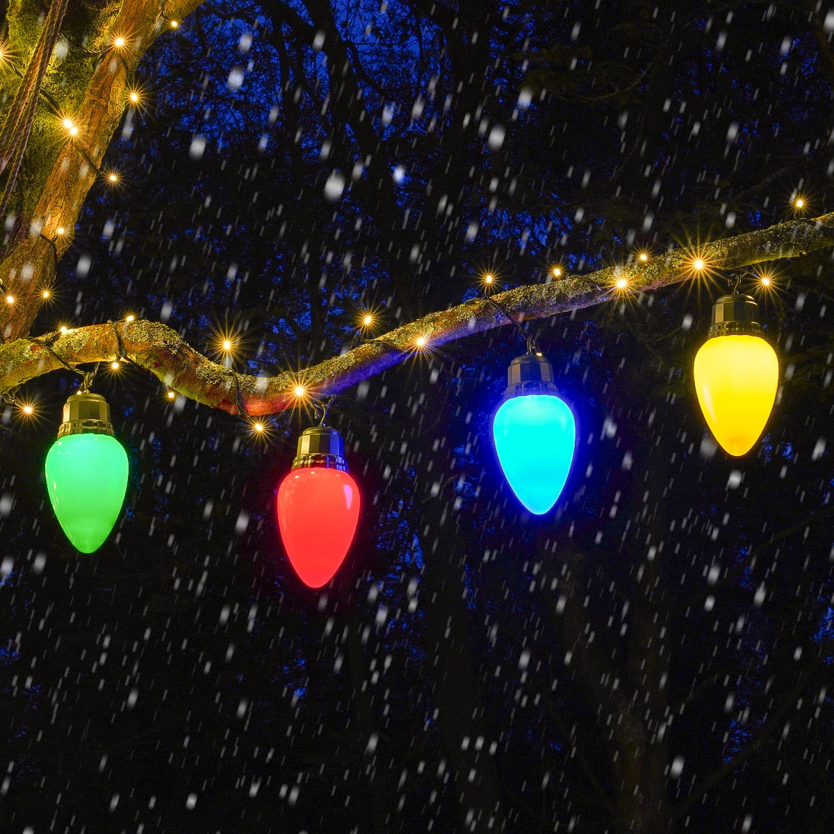 4 Large Cone Battery Outdoor Hanging Christmas Light