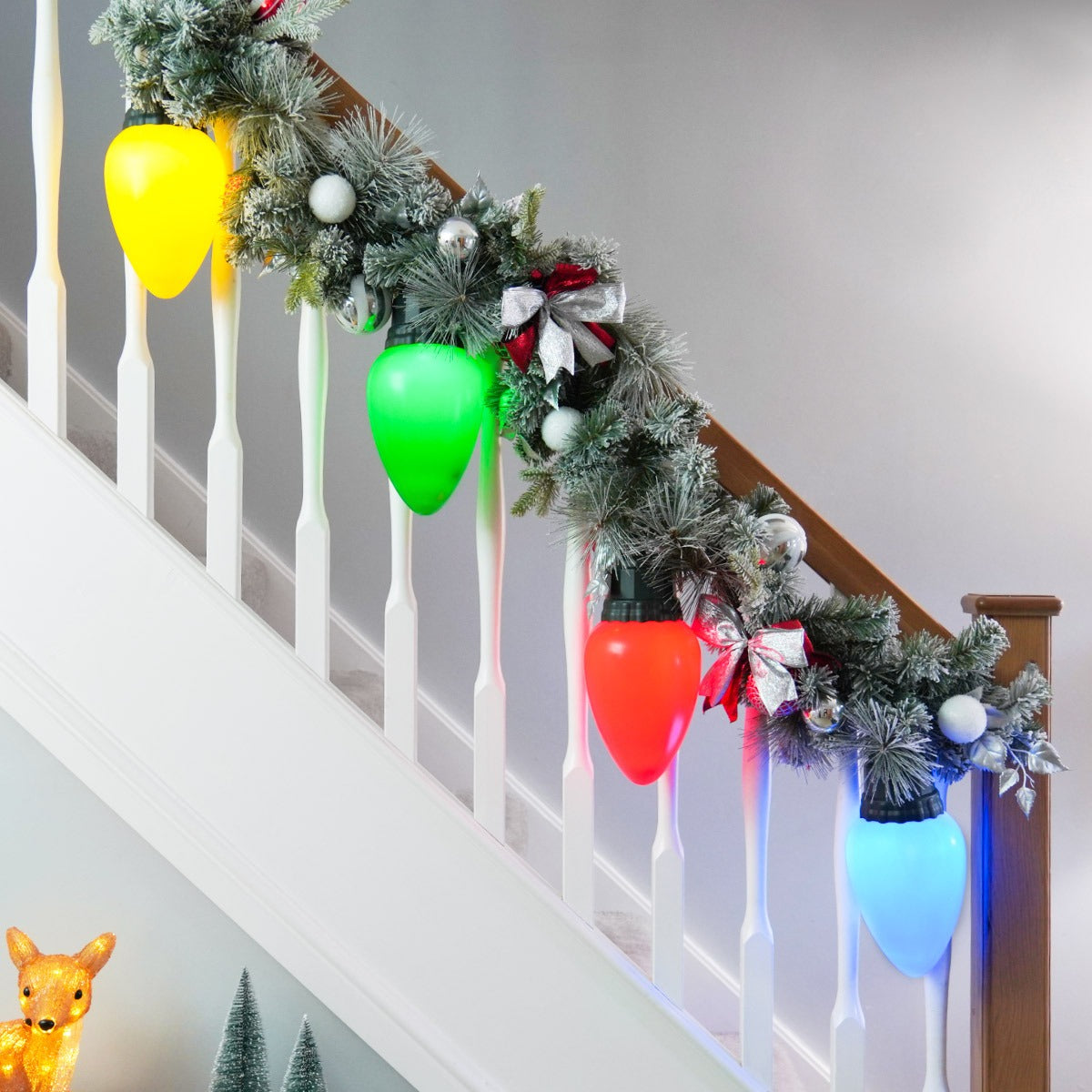 4 Large Cone Battery Outdoor Hanging Christmas Light