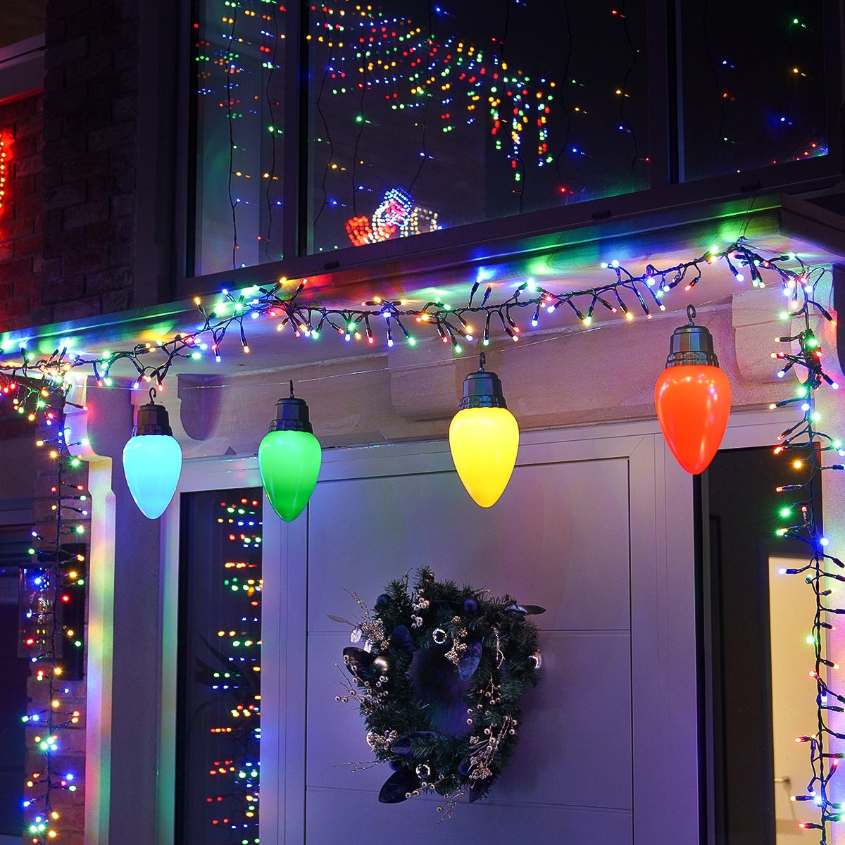 4 Large Cone Battery Outdoor Hanging Christmas Light