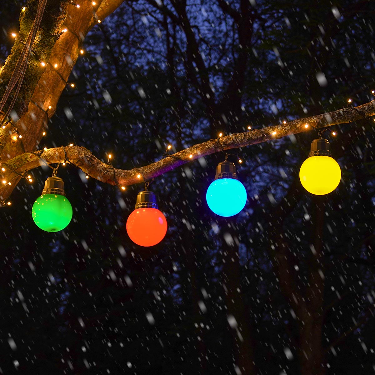 4 Large Bauble Battery Outdoor Christmas Hanging Light