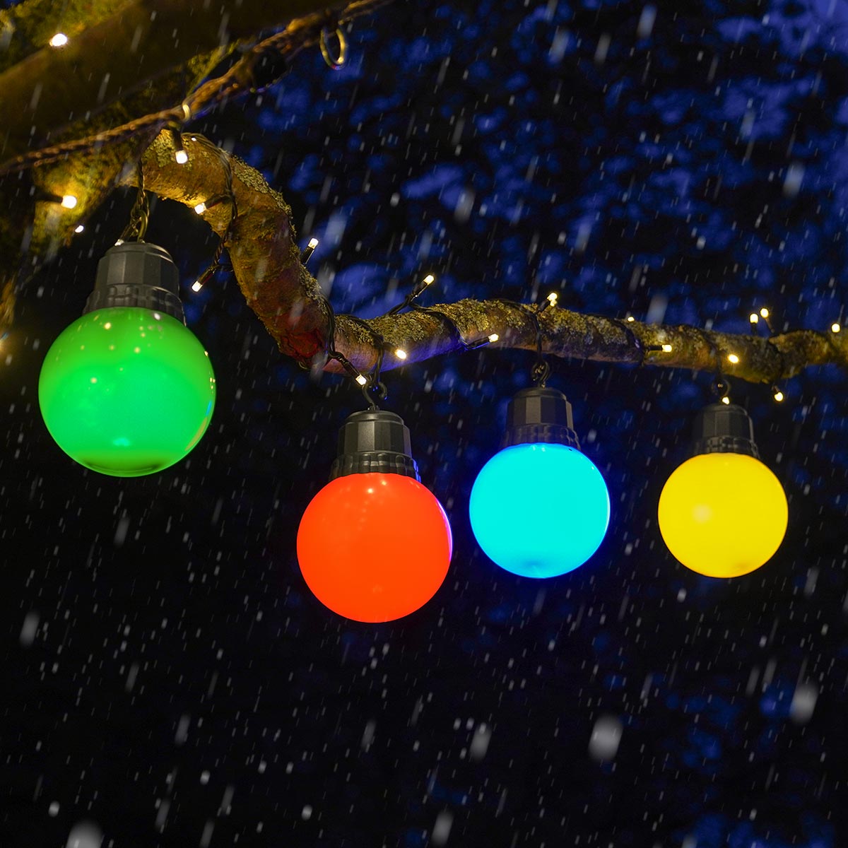 4 Large Bauble Battery Outdoor Christmas Hanging Light