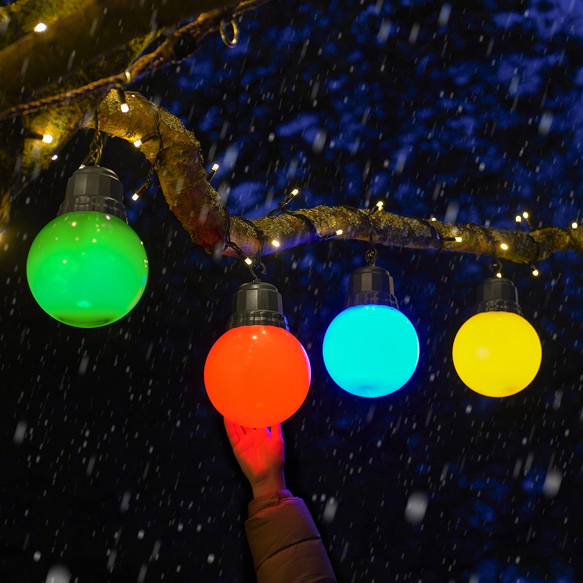 4 Large Bauble Battery Outdoor Christmas Hanging Light