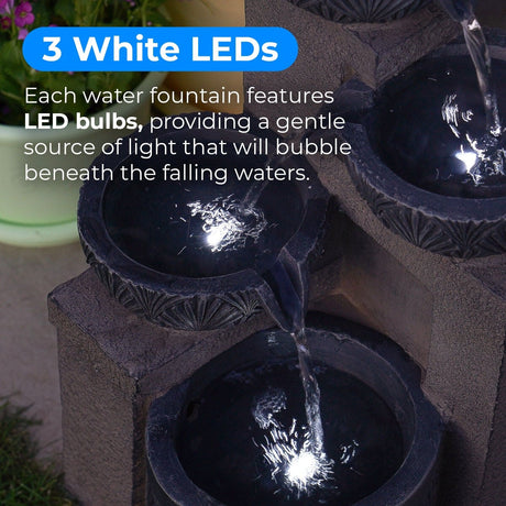 Solar & Plug-in Stone Effect Cascading Bowls Water Feature