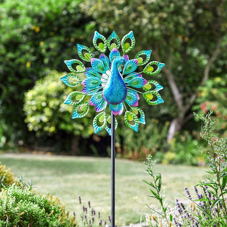 Peacock Solar Wind Spinner Stake Light 1.3m