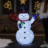 Outdoor Collapsible Snowman with Scarf, White LEDs