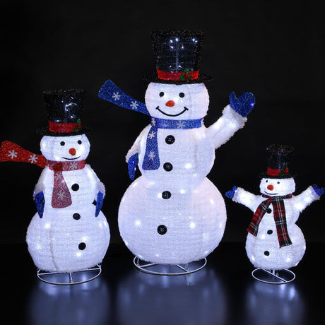 Set of 3 Outdoor Collapsible Snowman Family Figures