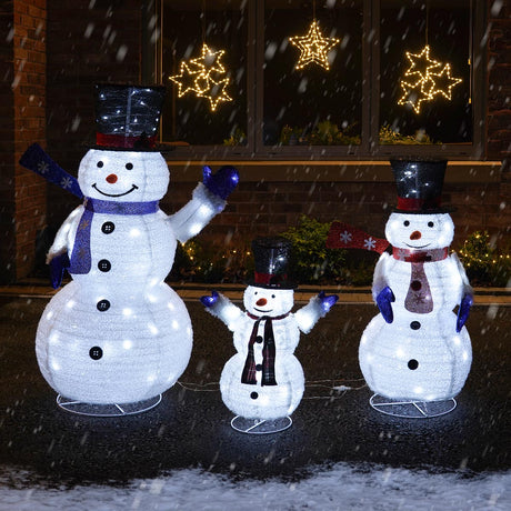 Set of 3 Outdoor Collapsible Snowman Family Figures