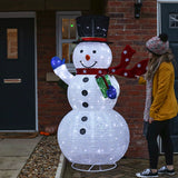 Outdoor Collapsible Snowman with Scarf, White LEDs
