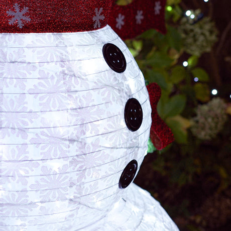 Outdoor Collapsible Snowman with Scarf, White LEDs