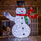 Outdoor Collapsible Snowman with Scarf, White LEDs