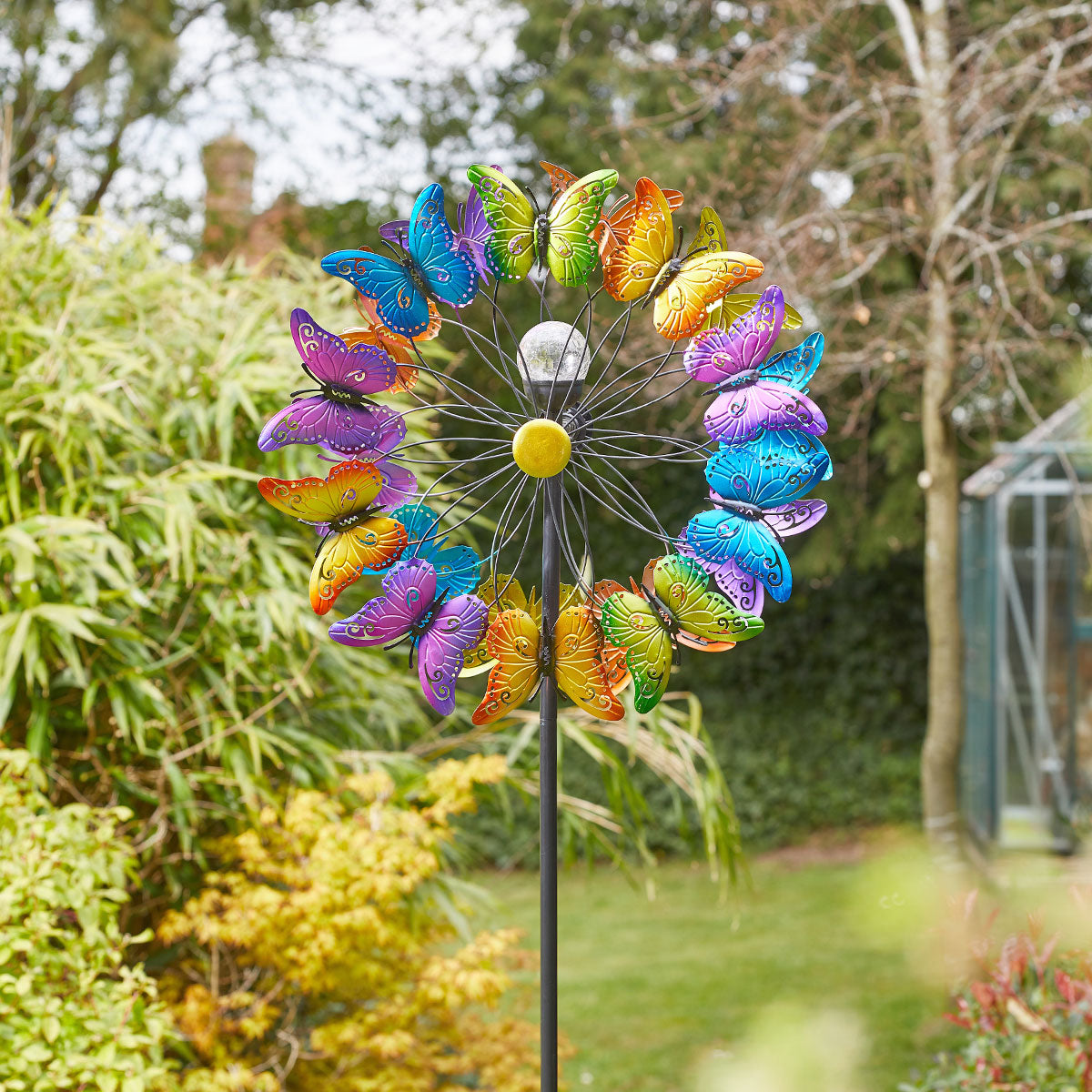 Butterfly Solar Wind Spinner Stake Light 2.1m