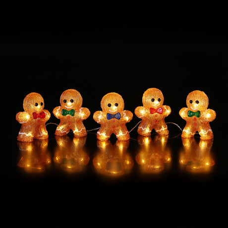 5 Gingerbread Men Acrylic Outdoor Christmas Decoration
