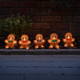 5 Gingerbread Men Acrylic Outdoor Christmas Decoration