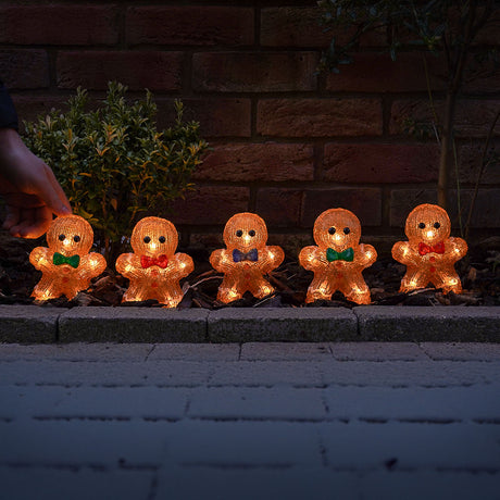 5 Gingerbread Men Acrylic Outdoor Christmas Decoration