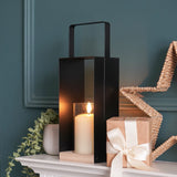 Black Metal Candle Lantern Holder 35cm
