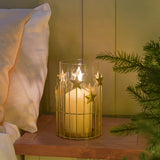 Gold Stars Christmas Candle Holder Lantern 20cm