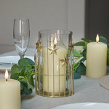 Gold Stars Christmas Candle Holder Lantern 20cm