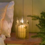 Gold Stars Christmas Candle Holder Lantern 20cm