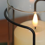 Hurricane Glass Candle Holder with Wooden Base