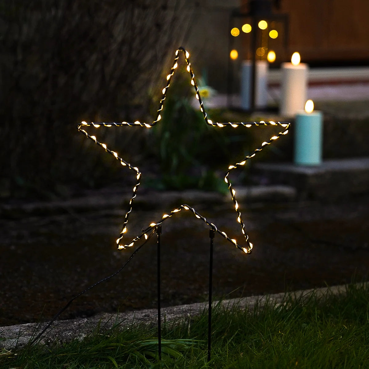 Outdoor Battery Star Christmas Stake Light Warm White 22cm