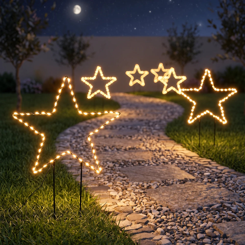 Outdoor Battery Star Christmas Stake Light Warm White 22cm