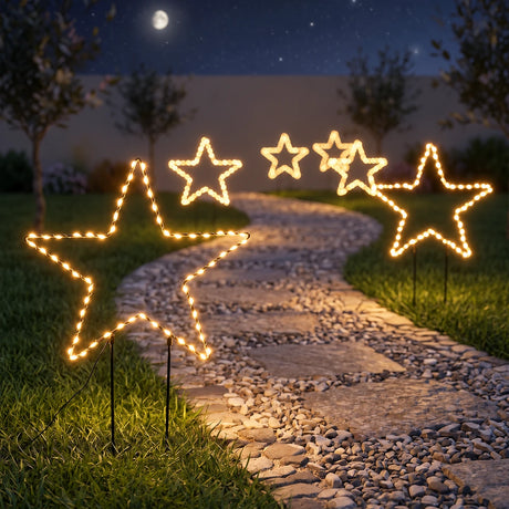 Outdoor Battery Star Christmas Stake Light Warm White 22cm