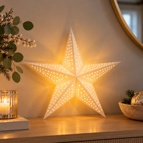 Paper North Star Light Hanging Christmas Window Light Battery Operated