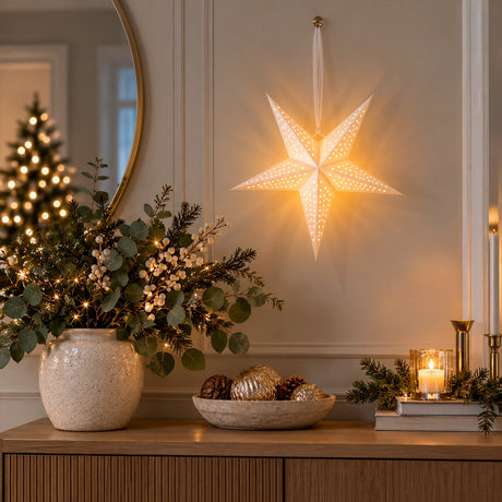 Paper North Star Light Hanging Christmas Window Light Battery Operated