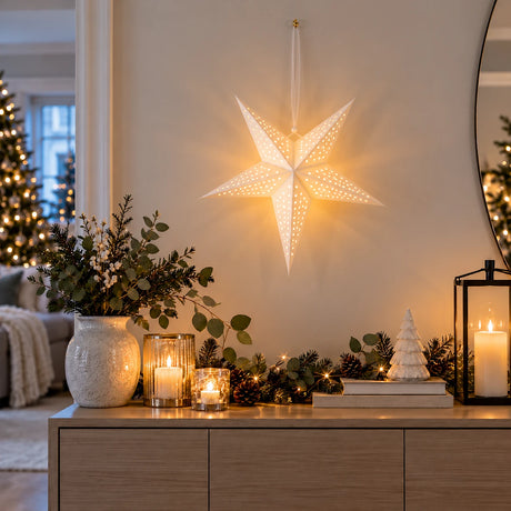 Paper North Star Light Hanging Christmas Window Light Battery Operated