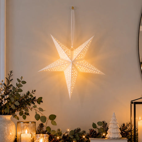 Paper North Star Light Hanging Christmas Window Light Battery Operated