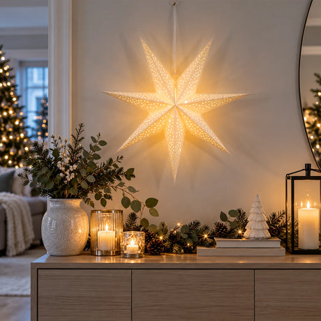 Paper North Star Light Hanging Christmas Window Light Battery Operated