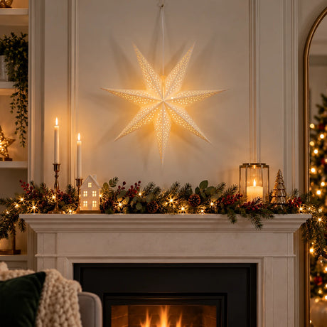 Paper North Star Light Hanging Christmas Window Light Battery Operated