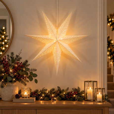Paper North Star Light Hanging Christmas Window Light Battery Operated