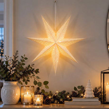 Paper North Star Light Hanging Christmas Window Light Battery Operated