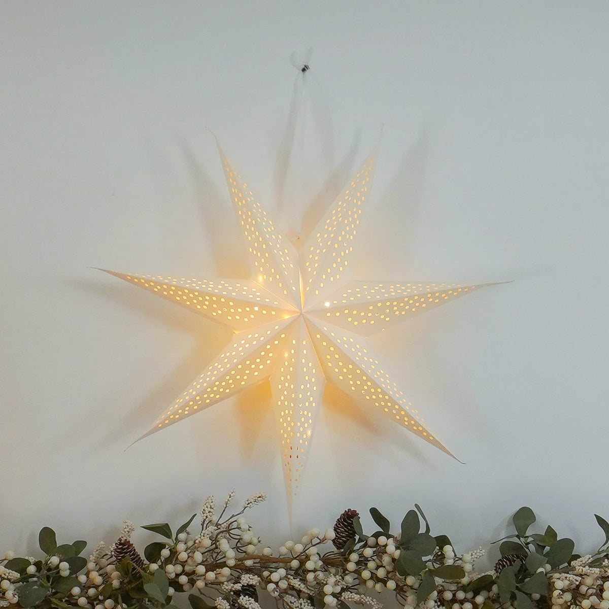 Paper North Star Light Hanging Christmas Window Light Battery Operated