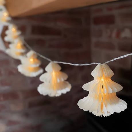 10 Paper Christmas Tree Battery Fairy Lights Warm White LEDs 2m