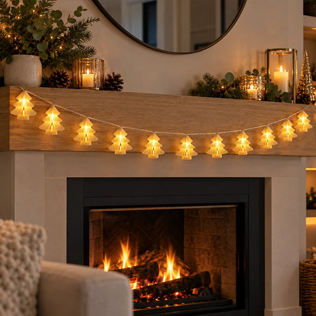 10 Paper Christmas Tree Battery Fairy Lights Warm White LEDs 2m