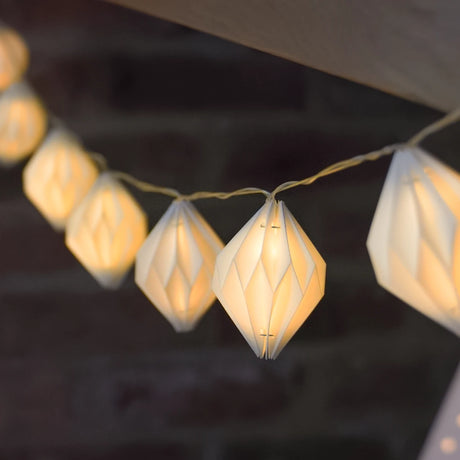 10 Paper Diamond Battery Fairy Lights Warm White LEDs 2m