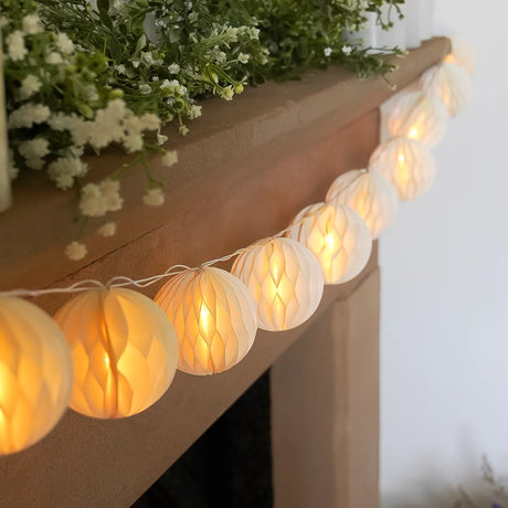 10 Paper Ball Battery Fairy Lights Warm White LEDs 2m