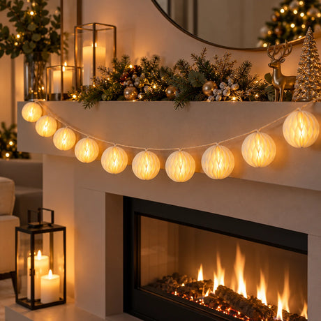 10 Paper Ball Battery Fairy Lights Warm White LEDs 2m