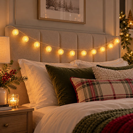 10 Paper Ball Battery Fairy Lights Warm White LEDs 2m