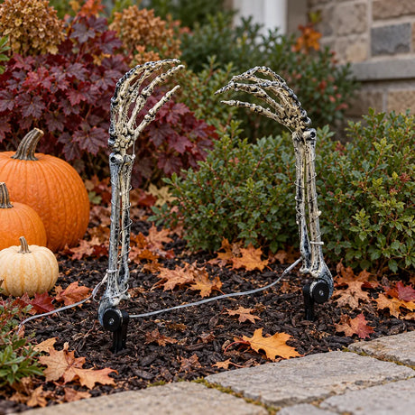 Pack of 2 Halloween Skeleton Battery Hand Stake Lights