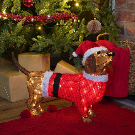 50cm Dachshund Outdoor Christmas Figure Battery Operated