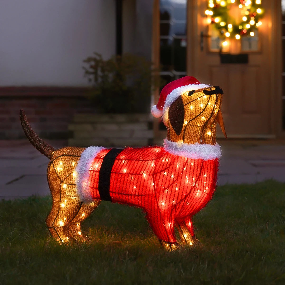 50cm Dachshund Outdoor Christmas Figure Battery Operated