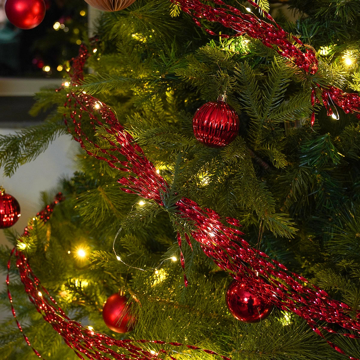Light up Christmas Tinsel Tree Decoration Battery Operated