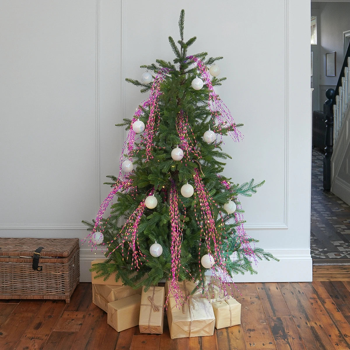 Light up Christmas Tinsel Tree Decoration Battery Operated