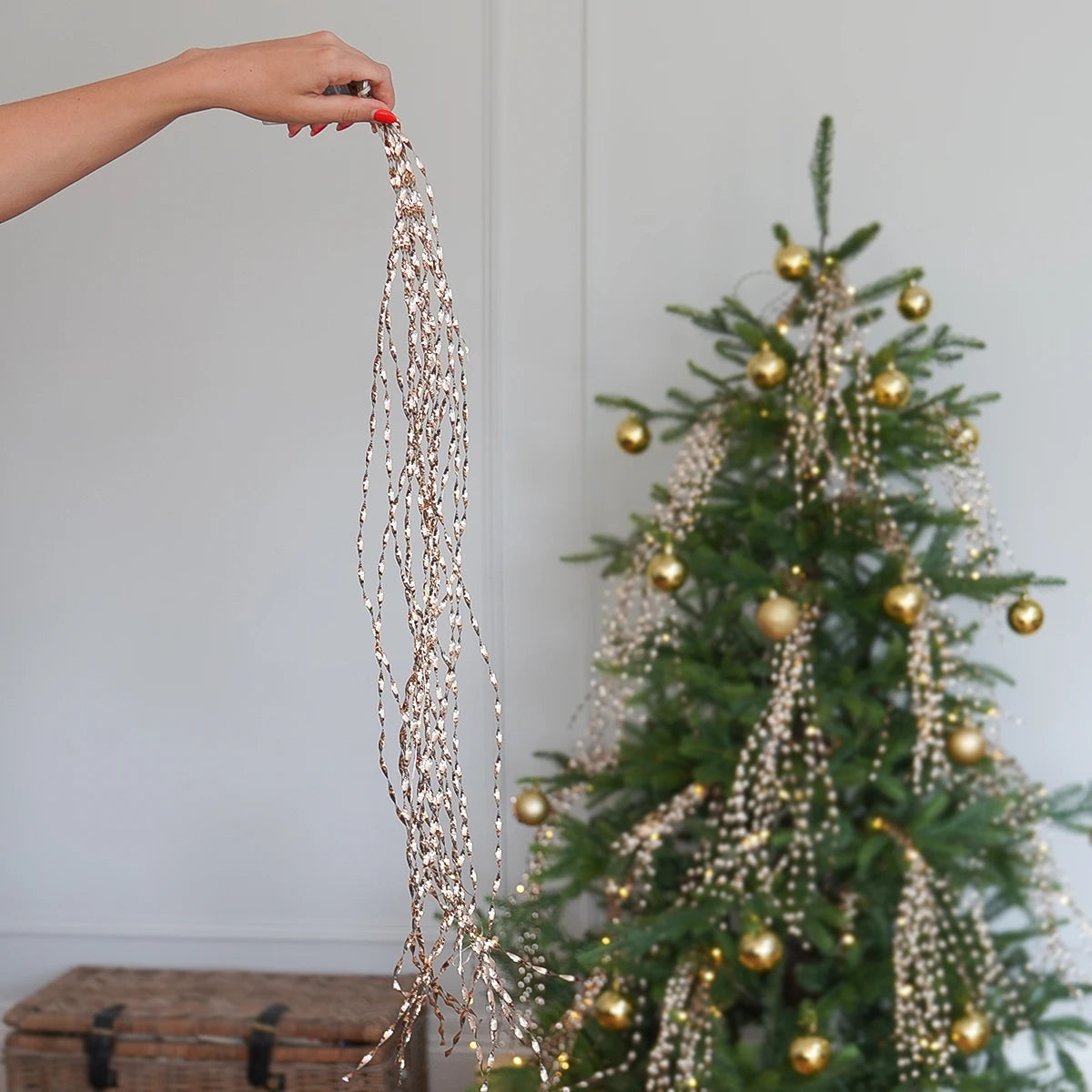 Light up Christmas Tinsel Tree Decoration Battery Operated