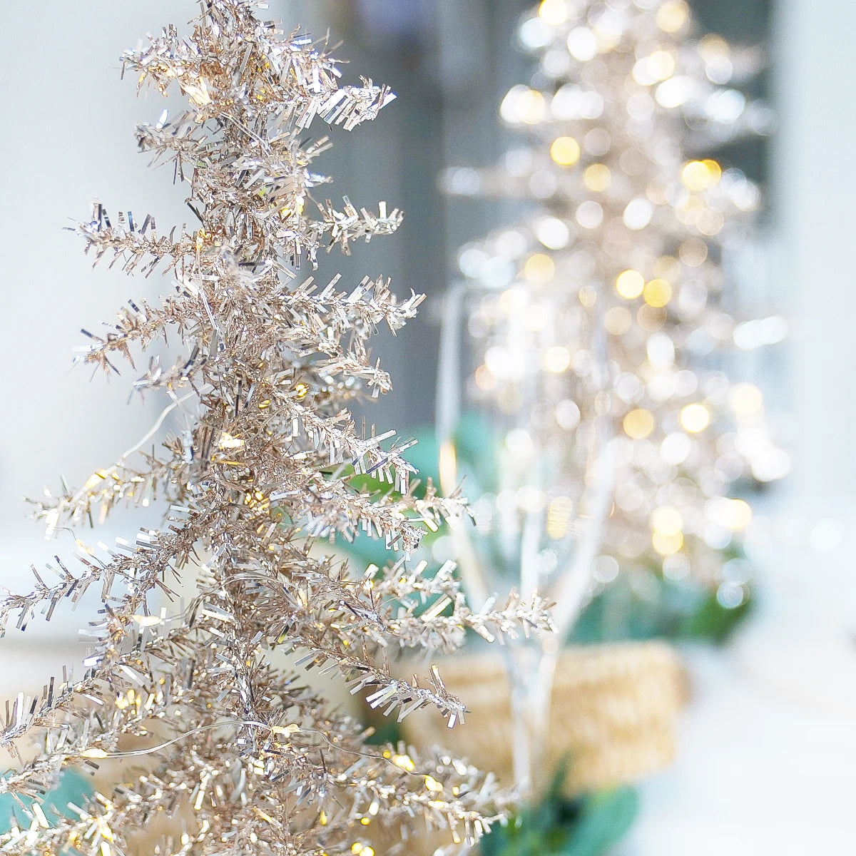 Tinsel LED Mini Christmas Tree Battery Operated